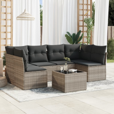 vidaXL 7 részes világosszürke polyrattan kerti ülőgarnitúra párnákkal kerti bútor