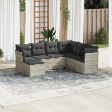 vidaXL 7 részes világosszürke polyrattan kerti ülőgarnitúra párnákkal kerti bútor