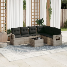 vidaXL 7 részes világosszürke polyrattan kerti ülőgarnitúra párnákkal kerti bútor