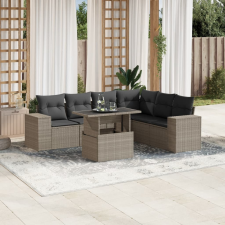 vidaXL 7 részes világosszürke polyrattan kerti ülőgarnitúra párnákkal kerti bútor