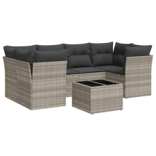 vidaXL 7 részes világosszürke polyrattan kerti ülőgarnitúra párnákkal (3217272) kerti bútor