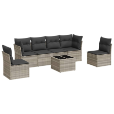 vidaXL 7 részes világosszürke polyrattan kerti ülőgarnitúra párnákkal (3217382) kerti bútor