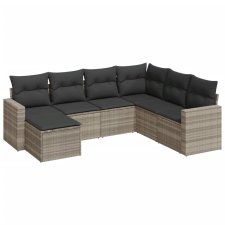 vidaXL 7 részes világosszürke polyrattan kerti ülőgarnitúra párnákkal (3219292) kerti bútor