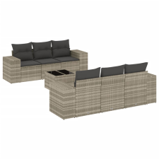 vidaXL 7 részes világosszürke polyrattan kerti ülőgarnitúra párnákkal (3222311) kerti bútor