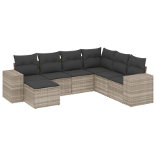 vidaXL 7 részes világosszürke polyrattan kerti ülőgarnitúra párnákkal (3222901) kerti bútor