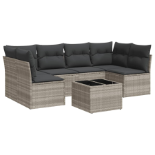 vidaXL 7 részes világosszürke polyrattan kerti ülőgarnitúra párnákkal (3249241) kerti bútor