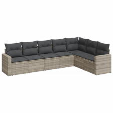 vidaXL 7 részes világosszürke polyrattan kerti ülőgarnitúra párnákkal (3251389) kerti bútor