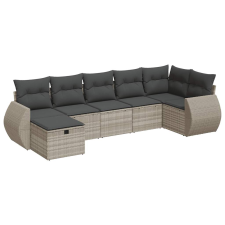 vidaXL 7 részes világosszürke polyrattan kerti ülőgarnitúra párnákkal (3325608) kerti bútor