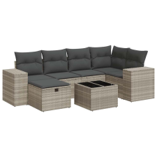 vidaXL 7 részes világosszürke polyrattan kerti ülőgarnitúra párnákkal (3325698) kerti bútor