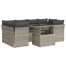 vidaXL 7 részes világosszürke polyrattan kerti ülőgarnitúra párnákkal (3326113) kerti bútor