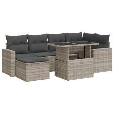 vidaXL 7 részes világosszürke polyrattan kerti ülőgarnitúra párnákkal (3326353) kerti bútor