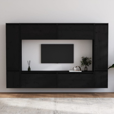 vidaXL 8 darab fekete tömör fenyőfa TV-szekrény bútor