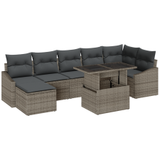 vidaXL 8 Darab Kert Sofa Szett Párnákkal Szürke Pólyás Rattan (3357782) kerti bútor
