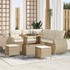 vidaXL 8 darabos Kert Sofa Szett Párnákkal Bézs Poli Rattan Akácia kerti bútor