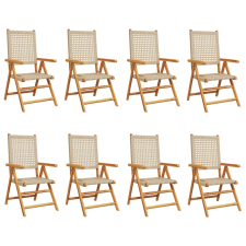vidaXL 8 db bézs polyrattan és tömör fa kerti szék kerti bútor