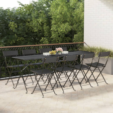 vidaXL 8 db fekete polyrattan és acél összecsukható bisztrószék kerti bútor