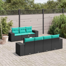 vidaXL 8 db fekete polyrattan kerti kanapégarnitúra párnákkal kerti bútor