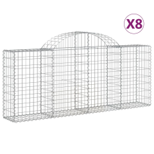 vidaXL 8 db íves horganyzott vas gabion kosár 200x30x80/100 cm (3146095) kerti tárolás