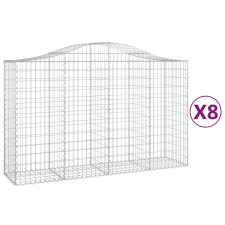 vidaXL 8 db íves horganyzott vas gabion kosár 200x50x120/140 cm (3145667) kerti tárolás