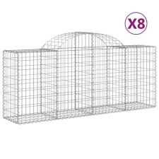 vidaXL 8 db íves horganyzott vas gabion kosár 200x50x80/100 cm (3146305) kerti tárolás