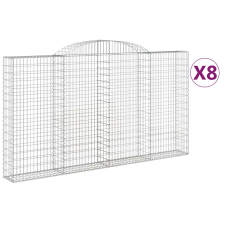 vidaXL 8 db íves horganyzott vas gabion kosár 300x30x160/180 cm (3146581) kerti tárolás