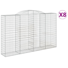 vidaXL 8 db íves horganyzott vas gabion kosár 300x50x180/200 cm (3146779) kerti tárolás