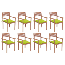 vidaXL 8 db rakásolható tömör tíkfa kerti szék párnákkal (3072611) kerti bútor
