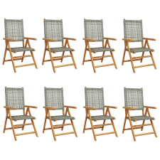 vidaXL 8 db szürke polyrattan és tömör fa dönthető kerti szék kerti bútor