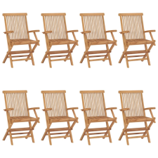vidaXL 8 db tömör tíkfa kerti szék élénkzöld párnával (3072915) kerti bútor