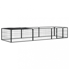 vidaXL 8-paneles fekete porszórt acél kutyakennel 100 x 50 cm szállítóbox, fekhely kutyáknak