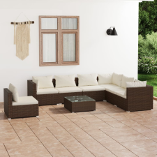 vidaXL 8-részes barna polyrattan kerti ülőgarnitúra párnákkal kerti bútor