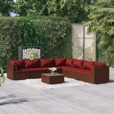 vidaXL 8-részes barna polyrattan kerti ülőgarnitúra párnákkal kerti bútor