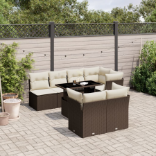 vidaXL 8 részes barna polyrattan kerti ülőgarnitúra párnákkal kerti bútor