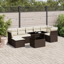 vidaXL 8 részes barna polyrattan kerti ülőgarnitúra párnákkal kerti bútor