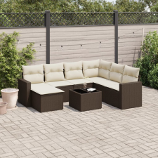 vidaXL 8 részes barna polyrattan kerti ülőgarnitúra párnákkal kerti bútor