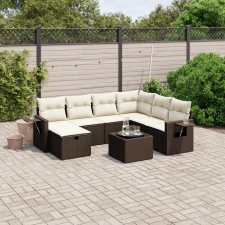 vidaXL 8 részes barna polyrattan kerti ülőgarnitúra párnákkal kerti bútor