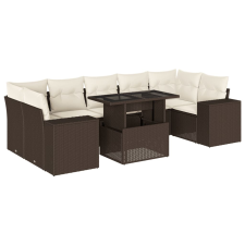 vidaXL 8 részes barna polyrattan kerti ülőgarnitúra párnákkal (3269043) kerti bútor