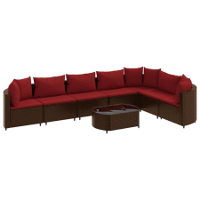 vidaXL 8 részes barna polyrattan kerti ülőgarnitúra párnákkal (3308389) kerti bútor