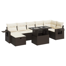 vidaXL 8 részes barna polyrattan kerti ülőgarnitúra párnákkal (3327873) kerti bútor