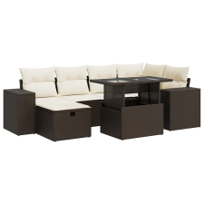 vidaXL 8 részes barna polyrattan kerti ülőgarnitúra párnákkal (3327943) kerti bútor