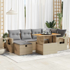 vidaXL 8 részes bézs polyrattan akácfa kerti ülőgarnitúra párnával kerti bútor