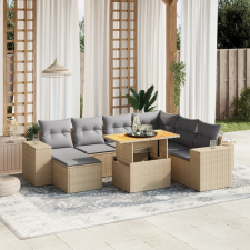 vidaXL 8 részes bézs polyrattan kerti ülőgarnitúra párnával kerti bútor