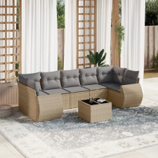 vidaXL 8 részes bézs polyrattan kerti ülőgarnitúra párnával kerti bútor