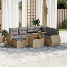 vidaXL 8 részes bézs polyrattan kerti ülőgarnitúra párnával kerti bútor