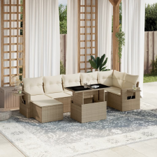 vidaXL 8 részes bézs polyrattan kerti ülőgarnitúra párnával kerti bútor
