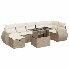 vidaXL 8 részes bézs polyrattan kerti ülőgarnitúra párnával (3327908) kerti bútor