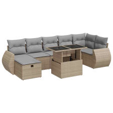 vidaXL 8 részes bézs polyrattan kerti ülőgarnitúra párnával (3327909) kerti bútor