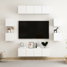 vidaXL 8 részes fehér forgácslap TV-szekrényszett bútor