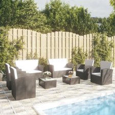vidaXL 8 részes fekete polyrattan kerti társalgószett párnákkal kerti bútor