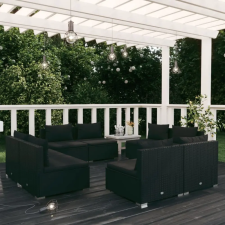 vidaXL 8-részes fekete polyrattan kerti ülőgarnitúra párnákkal kerti bútor